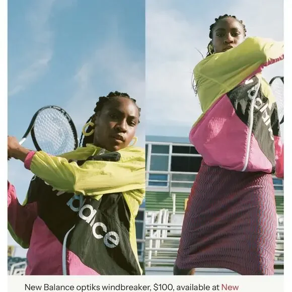 RARE New Balance Womens S Neon Retro Sport Style Optiks Windbreaker Coco Gauff - Picture 2 of 12